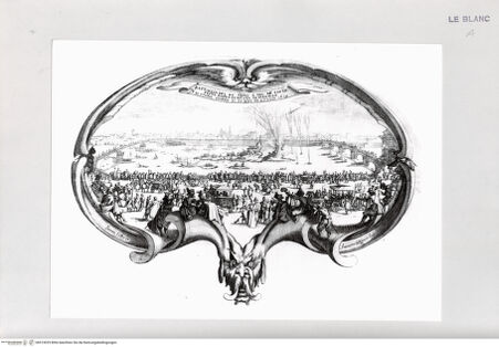 Vorderseite von Istituto Nazionale per la Grafica [http://creativecommons.org/publicdomain/mark/1.0/] Kartusche: "Battaglia del re Tessi e del re Tinta. Festa rappresentata in Firenze Nel fiume d(')Arno il dì XXV di luglio 1619" - , bh513029. Foto.