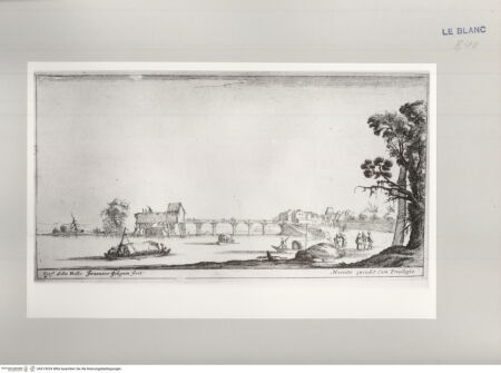 Vorderseite von Istituto Nazionale per la Grafica [http://creativecommons.org/publicdomain/mark/1.0/] Zweite Folge von vier LandschaftenTafel 4: Flusslandschaft mit sechsbogiger Brücke - , bh513034. Foto.