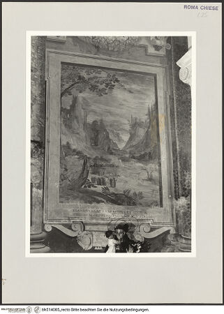 Vorderseite von Sopr. BAS ROMA [https://rightsstatements.org/page/CNE/1.0/] FreskenzyklusMärtyrerlandschaften (untere Wandzone) - Marter des heiligen Andreas und seiner Truppen in Zilizien, linke Wand, 6. Joch, bh514085_recto. Foto.