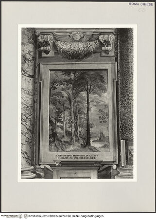 Vorderseite von Sopr. BAS ROMA [https://rightsstatements.org/page/CNE/1.0/] FreskenzyklusMärtyrerlandschaften (untere Wandzone) - Marter des Anachoreten Paphnutius in Ägypten, linke Wand, 3. Joch, bh514132_recto. Foto.