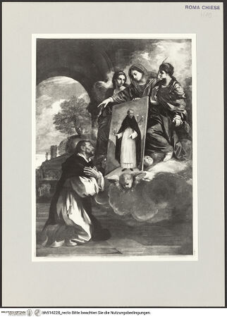 Vorderseite von Sopr. BAS ROMA [https://www.deutsche-digitale-bibliothek.de/content/lizenzen/rv-ez/] Der heilige Dominikus in Soriano - , bh514220_recto. Foto.