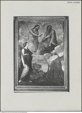 Vorderseite von ICCD [https://www.deutsche-digitale-bibliothek.de/content/lizenzen/rv-ez/] Heilige Dreifaltigkeit, heilige Barbara und Kardinal Enckenvoirt - , bh514768_recto. Foto.