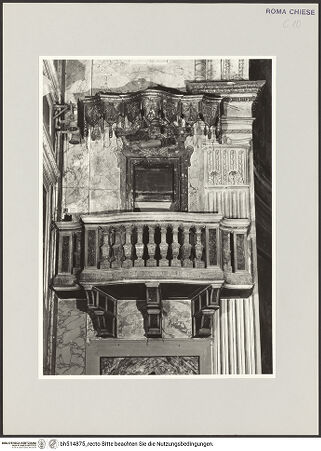 Vorderseite von Sopr. BAS ROMA [https://www.deutsche-digitale-bibliothek.de/content/lizenzen/rv-ez/] Santa Croce in Gerusalemme - Rechtes Seitenschiff, Loggetta, bh514875_recto. Foto.