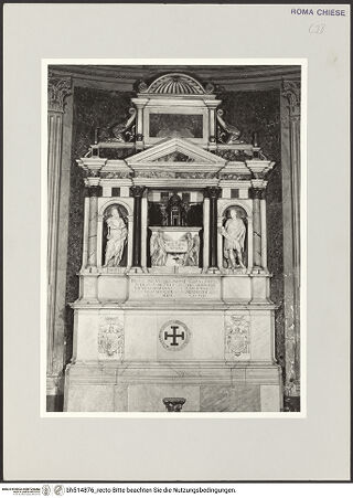 Vorderseite von Sopr. BAS ROMA [https://www.deutsche-digitale-bibliothek.de/content/lizenzen/rv-ez/] Grabmal des Kardinals Francisco Quinone und Sakramentstabernakel - , bh514876_recto. Foto.