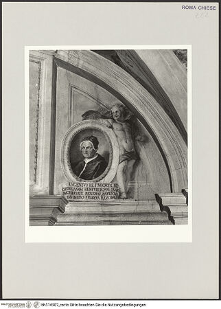 Vorderseite von Sopr. BAS ROMA [https://www.deutsche-digitale-bibliothek.de/content/lizenzen/rv-ez/] Lünettenbilder - Porträtmedaillon, Papst Eugen III., bh514907_recto. Foto.