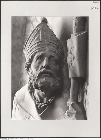 Vorderseite von Pedicini, Luciano [https://www.deutsche-digitale-bibliothek.de/content/lizenzen/rv-ez/] Altarretabel mit der Madonna delle Grazie zwischen den heiligen Cataldus und Agnellus und den Stiftern Giovanni Maria Poderico und Federico PodericoMadonna delle Grazie - Detail: der heilige Cataldo, Kopf, bh515290_recto. Foto: Pedicini, Luciano.