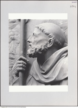 Vorderseite von Pedicini, Luciano [https://www.deutsche-digitale-bibliothek.de/content/lizenzen/rv-ez/] Altarretabel mit der Madonna delle Grazie zwischen den heiligen Cataldus und Agnellus und den Stiftern Giovanni Maria Poderico und Federico PodericoMadonna delle Grazie - Detail: der heilige Agnello, Kopf, bh515352_recto. Foto: Pedicini, Luciano.