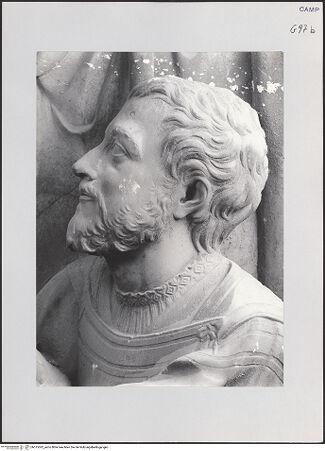 Vorderseite von Pedicini, Luciano [https://www.deutsche-digitale-bibliothek.de/content/lizenzen/rv-ez/] Altarretabel mit der Madonna delle Grazie zwischen den heiligen Cataldus und Agnellus und den Stiftern Giovanni Maria Poderico und Federico PodericoMadonna delle Grazie - Detail: Federico Poderico, Kopf, bh515362_recto. Foto: Pedicini, Luciano.