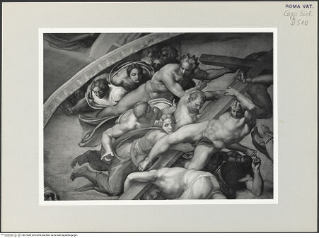 Vorderseite von Musei Vaticani [https://www.deutsche-digitale-bibliothek.de/content/lizenzen/rv-ez/] Das Jüngste Gericht - Kreuzträgerengel, bh515889_recto. Foto.