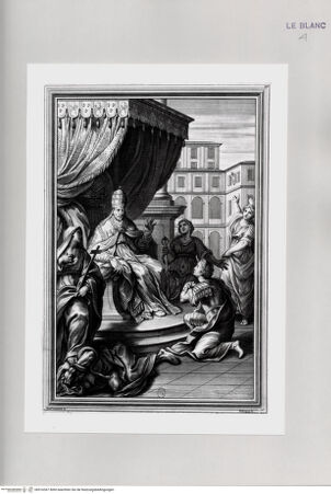 Vorderseite von Bibliothèque Nationale [http://creativecommons.org/publicdomain/mark/1.0/] Allegorie mit Papst Innozenz XII., der einen jungen Krieger segnet; die Religion stürzt die Häresie - , bh516367. Foto.