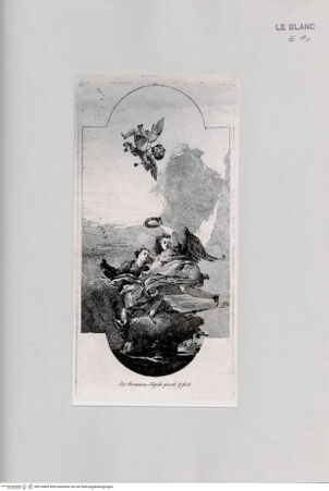 Vorderseite von Bibliotheca Hertziana [http://creativecommons.org/publicdomain/mark/1.0/] Eine Frau auf Wolken, von einem Genius gekrönt (der Ruhm von der Tugend gekrönt?) - , bh516409. Foto.