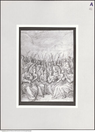 Vorderseite von Sotheby's, New York [https://www.deutsche-digitale-bibliothek.de/content/lizenzen/rv-ez/] Gruppe von Märtyrerinnen und Jungfrauen - , bh516428_recto. Foto.