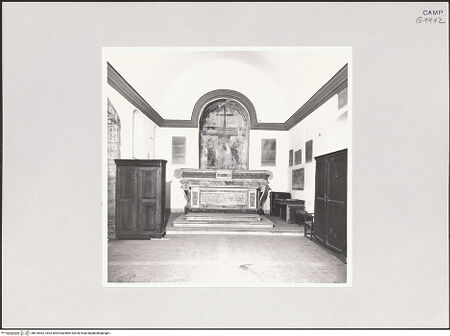 Vorderseite von Bibliotheca Hertziana [https://www.deutsche-digitale-bibliothek.de/content/lizenzen/rv-fz/] Cappella Pontano - Altarraum, bh516562_recto. Foto.