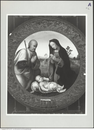 Vorderseite von Sotheby's [https://www.deutsche-digitale-bibliothek.de/content/lizenzen/rv-ez/] Maria und Joseph beten das Christuskind an - , bh516917_recto. Foto.