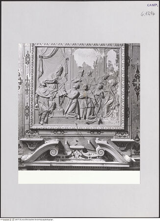 Vorderseite von ICCD [https://www.deutsche-digitale-bibliothek.de/content/lizenzen/rv-ez/] Szenen aus dem Leben des heiligen Kajetan von ThieneBestätigung des Ordens durch Papst Clemens VII - Gesamtansicht, bh517129_recto. Foto.
