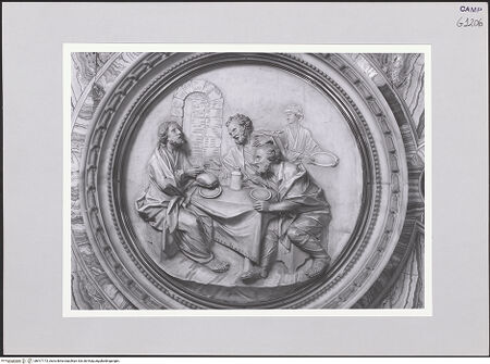 Vorderseite von ICCD [https://www.deutsche-digitale-bibliothek.de/content/lizenzen/rv-ez/] Szenen aus dem Leben ChristiDas Emmausmahl - Detail: Szene, bh517173_recto. Foto.