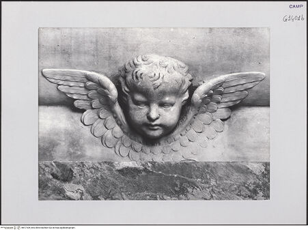Vorderseite von Pedicini, Luciano [https://www.deutsche-digitale-bibliothek.de/content/lizenzen/rv-ez/] Grabmal des Antonio de Gennaro (gest. 1522)Gisant und Sarkophag - Sarkophag, Detail: Cherub, bh517409_recto. Foto: Pedicini, Luciano.