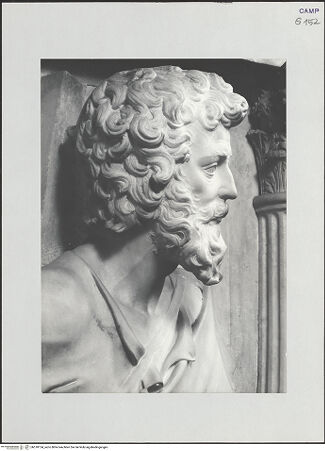 Vorderseite von Pedicini, Luciano [https://www.deutsche-digitale-bibliothek.de/content/lizenzen/rv-ez/] Marienaltar (Altar der Familie Ligorio)Der Apostel Andreas - Detail: Kopf, bh518134_recto. Foto: Pedicini, Luciano.