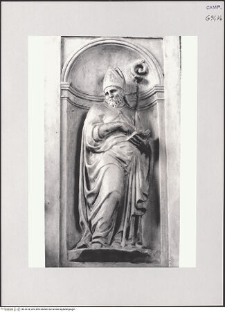 Vorderseite von Pedicini, Luciano [https://www.deutsche-digitale-bibliothek.de/content/lizenzen/rv-ez/] Tabernakelrahmen der Ikone von Santa Maria la BrunaNischenfiguren der Pilaster - Ein Kirchenvater, bh518738_recto. Foto: Pedicini, Luciano.