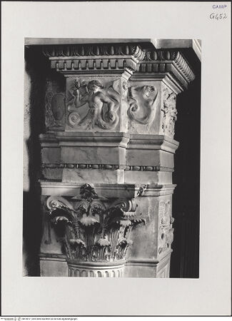 Vorderseite von Pedicini, Luciano [https://www.deutsche-digitale-bibliothek.de/content/lizenzen/rv-ez/] Cappella di Santa Rosa da Lima - Innendekoration: nordwestlicher Kuppelpfeiler, Pilaster und Gebälk, bh518917_recto. Foto: Pedicini, Luciano.