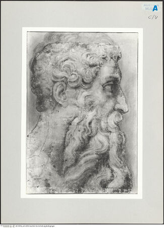 Vorderseite von Graphische Sammlung Albertina [https://www.deutsche-digitale-bibliothek.de/content/lizenzen/rv-ez/] Kopf des Moses im Profil nach rechts - , bh518996_recto. Foto.