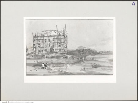 Vorderseite von Courtauld Institute [https://www.deutsche-digitale-bibliothek.de/content/lizenzen/rv-ez/] Der Aufbau eines Gebäudes in Connaught Square - , bh520021_recto. Foto.