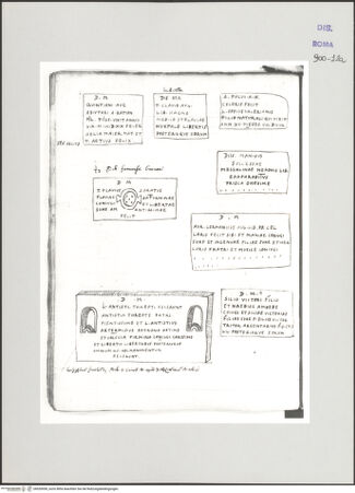 Vorderseite von Biblioteca Apostolica Vaticana [https://www.deutsche-digitale-bibliothek.de/content/lizenzen/rv-ez/] Codex Peiresc (Menestrier) nach dem Aantekenboekje des Philips van WingheAntike Grabinschriften - , bh520050_recto. Foto.