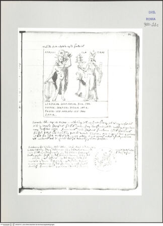 Vorderseite von Biblioteca Apostolica Vaticana [https://www.deutsche-digitale-bibliothek.de/content/lizenzen/rv-ez/] Codex Peiresc (Menestrier) nach dem Aantekenboekje des Philips van WingheApollon (Sol invictus) und Luna (?), sowie Münze mit einer Darstellung einer jagenden Artemis - , bh520101_recto. Foto.