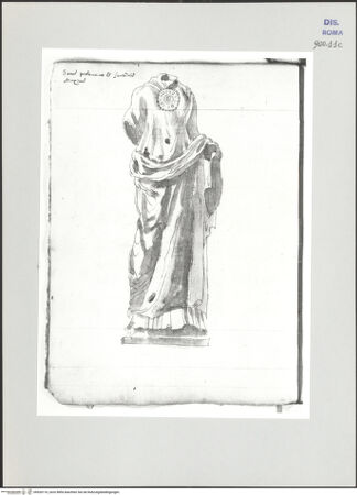 Vorderseite von Biblioteca Apostolica Vaticana [https://www.deutsche-digitale-bibliothek.de/content/lizenzen/rv-ez/] Codex Peiresc (Menestrier) nach dem Aantekenboekje des Philips van WingheAntike, weibliche Gewandstatue - , bh520116_recto. Foto.