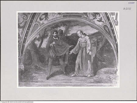 Vorderseite von ICCD [https://www.deutsche-digitale-bibliothek.de/content/lizenzen/rv-ez/] Szenen aus dem Leben des heiligen Jakob von der Mark (Giacomo della Marca)Der heilige Jakob konvertiert seinen Mörder - Gesamtansicht, bh520245_recto. Foto.