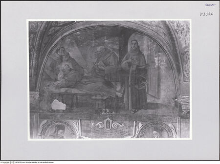 Vorderseite von ICCD [https://www.deutsche-digitale-bibliothek.de/content/lizenzen/rv-ez/] Szenen aus dem Leben des heiligen Jakob von der Mark (Giacomo della Marca)Tod des heiligen Jakob - Gesamtansicht, bh520250_recto. Foto.