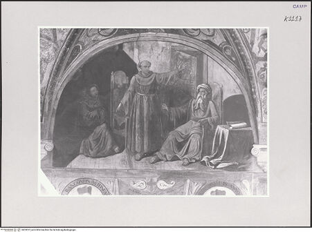 Vorderseite von ICCD [https://www.deutsche-digitale-bibliothek.de/content/lizenzen/rv-ez/] Szenen aus dem Leben des heiligen Jakob von der Mark (Giacomo della Marca)Der heilige Jakob konvertiert einen Rabbi - Gesamtansicht, bh520312_recto. Foto.