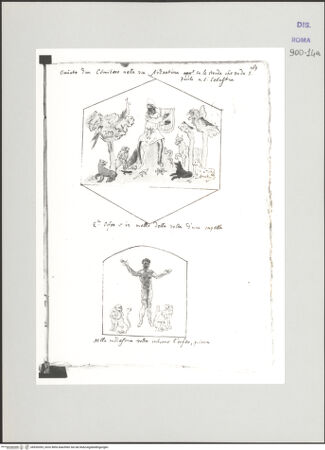 Vorderseite von Biblioteca Apostolica Vaticana [https://www.deutsche-digitale-bibliothek.de/content/lizenzen/rv-ez/] Codex Peiresc (Menestrier) nach dem Aantekenboekje des Philips van WingheLeierspieler mit Tieren, Daniel in der Löwengrube - , bh520393_recto. Foto.