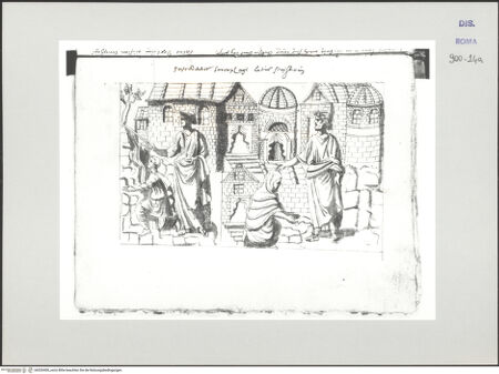 Vorderseite von Biblioteca Apostolica Vaticana [https://www.deutsche-digitale-bibliothek.de/content/lizenzen/rv-ez/] Codex Peiresc (Menestrier) nach dem Aantekenboekje des Philips van WingheMoses schlägt Wasser aus dem Felsen, Christus heilt eine Kranke - , bh520400_recto. Foto.