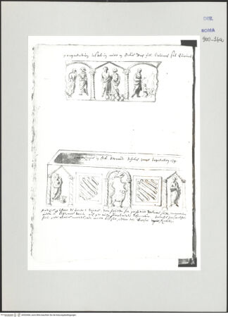 Vorderseite von unbekannt [https://www.deutsche-digitale-bibliothek.de/content/lizenzen/rv-ez/] Codex Peiresc (Menestrier) nach dem Aantekenboekje des Philips van WingheZwei Sarkophage - , bh520406_recto. Foto.