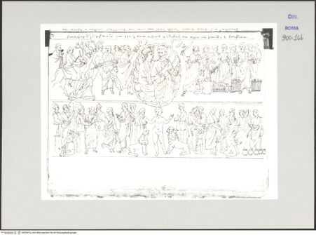 Vorderseite von Biblioteca Apostolica Vaticana [https://www.deutsche-digitale-bibliothek.de/content/lizenzen/rv-ez/] Codex Peiresc (Menestrier) nach dem Aantekenboekje des Philips van WingheSarkophagrelief mit dem Einzug in Jerusalem, der Verleugnung Petri, Daniel in der Löwengrube und anderen Szenen - , bh520410_recto. Foto.