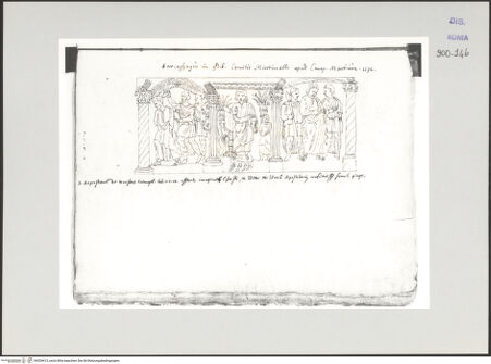 Vorderseite von Biblioteca Apostolica Vaticana [https://www.deutsche-digitale-bibliothek.de/content/lizenzen/rv-ez/] Codex Peiresc (Menestrier) nach dem Aantekenboekje des Philips van WingheSarkophagrelief mit vermutlich biblischen Szenen - , bh520412_recto. Foto.