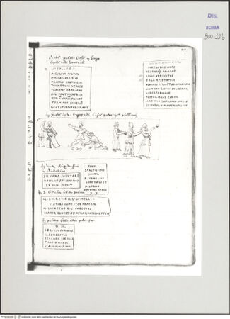 Vorderseite von Biblioteca Apostolica Vaticana [https://www.deutsche-digitale-bibliothek.de/content/lizenzen/rv-ez/] Codex Peiresc (Menestrier) nach dem Aantekenboekje des Philips van WingheAntike Inschriften und Relieftafel mit Ballspielern - , bh520458_recto. Foto.