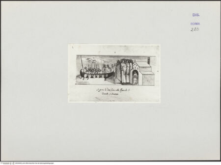 Vorderseite von Bibliotheca Hertziana [https://www.deutsche-digitale-bibliothek.de/content/lizenzen/rv-ez/] Kodex mit Kopien aus römischen KirchenRom, San Vincenzo e Anastasio, Überführung von Reliquien, Kopie - , bh520658_recto. Foto.