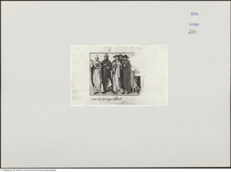 Vorderseite von Bibliotheca Hertziana [https://www.deutsche-digitale-bibliothek.de/content/lizenzen/rv-ez/] Kodex mit Kopien aus römischen KirchenRom, San Vincenzo e Anastasio, Karl der Große mit Kardinälen, Kopie - , bh520662_recto. Foto.