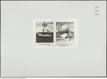 Vorderseite von Bibliotheca Hertziana [https://www.deutsche-digitale-bibliothek.de/content/lizenzen/rv-ez/] Kodex mit Kopien aus römischen KirchenRom, San Vincenzo e Anastasio, Körper eines Heiligen, Ein Heiliger wird ins Meer geworfen, Kopie - , bh520663_recto. Foto.