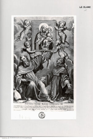 Vorderseite von Landesbildstelle Rheinland [http://creativecommons.org/publicdomain/mark/1.0/] Papst Innozenz XII. und Papst Gregor IX. weisen auf das Marienbild des heiligen Lukas im Lateran - , bh520808. Foto.