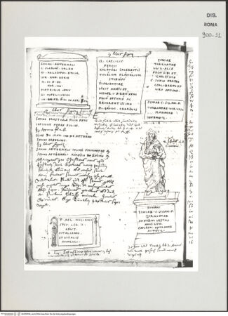 Vorderseite von Biblioteca Apostolica Vaticana [https://www.deutsche-digitale-bibliothek.de/content/lizenzen/rv-ez/] Codex Peiresc (Menestrier) nach dem Aantekenboekje des Philips van WingheInschriften und Priesterstatue - , bh520956_recto. Foto.