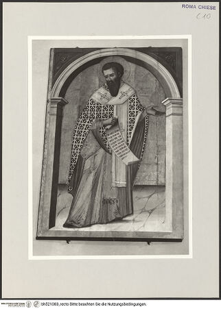 Vorderseite von Sopr. BAS ROMA [https://www.deutsche-digitale-bibliothek.de/content/lizenzen/rv-ez/] Heiliger Basilius - Gesamtansicht, bh521083_recto. Foto.