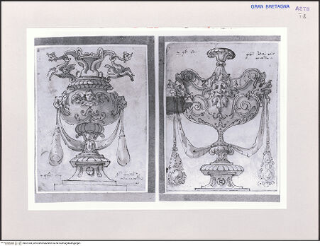 Vorderseite von Sotheby's [https://www.deutsche-digitale-bibliothek.de/content/lizenzen/rv-ez/] Entwurf zweier Wasserkrüge - , bh521308_recto. Foto.