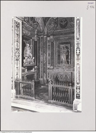Vorderseite von ICCD [https://www.deutsche-digitale-bibliothek.de/content/lizenzen/rv-ez/] Dekoration der Cappella Firrao - Wand mit dem Grabmal des Cesare Firrao und Altar, bh521676_recto. Foto.
