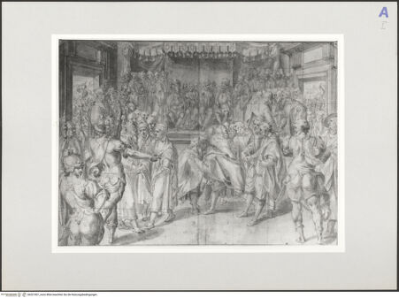 Vorderseite von Klassik Stiftung Weimar [https://www.deutsche-digitale-bibliothek.de/content/lizenzen/rv-ez/] Szene eines Friedensschlusses - , bh521851_recto. Foto.