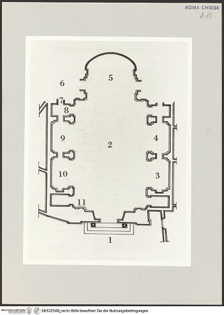 Vorderseite von Bibliotheca Hertziana [https://www.deutsche-digitale-bibliothek.de/content/lizenzen/rv-ez/] San Pantaleo - Grundriss, aus: Spagnesi, Gianfranco: S. Pantaleo, Rom 1967, bh522548_recto. Foto.