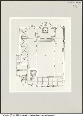 Vorderseite von Bibliotheca Hertziana [https://www.deutsche-digitale-bibliothek.de/content/lizenzen/rv-ez/] San Saba - Grundriss, aus: Testini, Pasquale: S. Saba, Rom 1961, bh522554_recto. Foto.