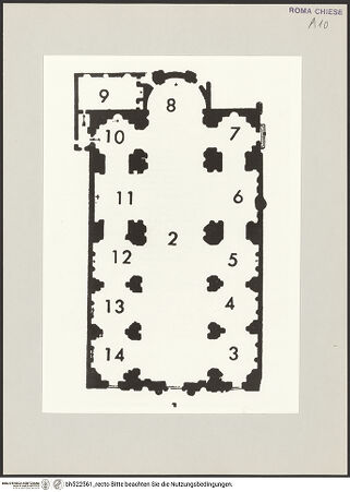 Vorderseite von Bibliotheca Hertziana [https://www.deutsche-digitale-bibliothek.de/content/lizenzen/rv-ez/] Sant'Ignazio - Grundriss, aus: Martinetti, Giovanni: S. Ignazio, Rom 1967, bh522561_recto. Foto.